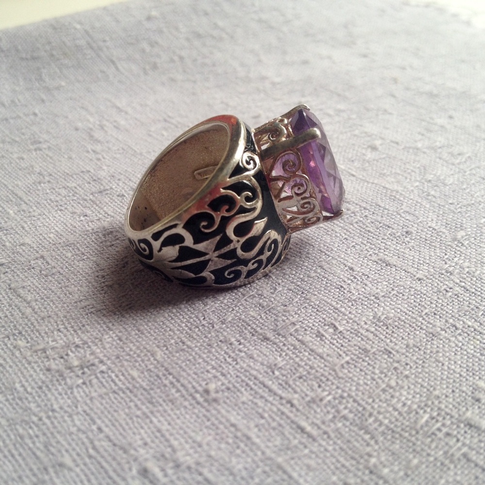 Big Amethyst & Silver Statement Ring - image 8